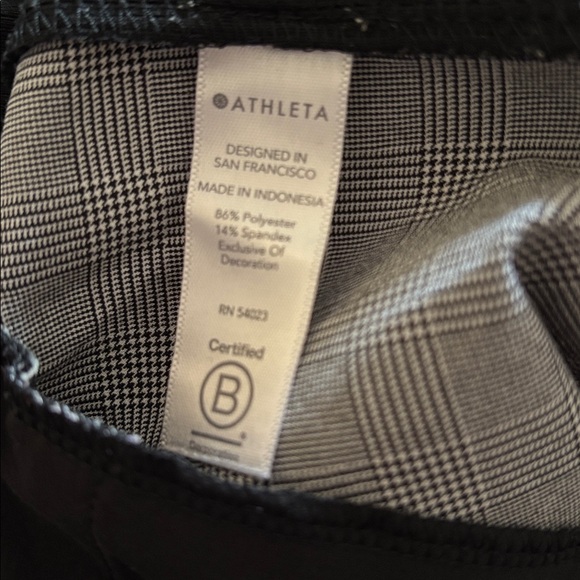 Athleta Brooklyn Plaid Ankle Pant Lightweight Black/White Gray Size 10P Petite - Picture 15 of 16